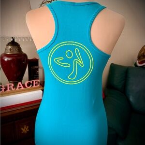 Zumba Fitness Teal Tank Top with Yellow Logo